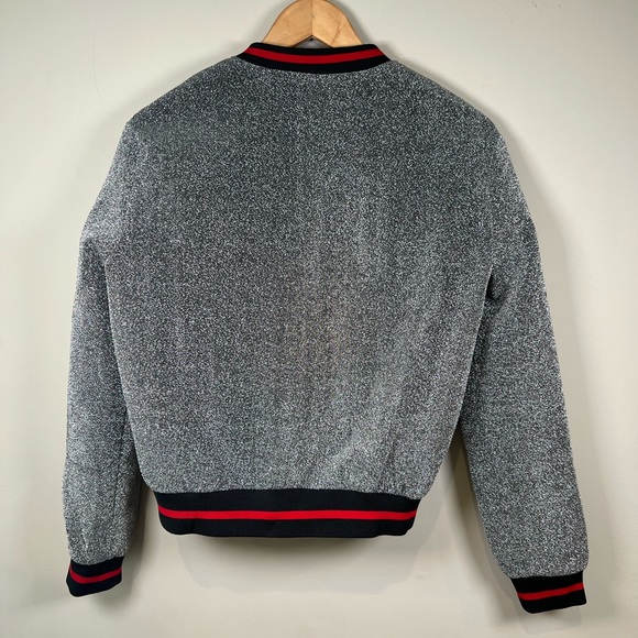 SansSouci Metallic Bomber Jacket- Silver size L EUC - Picture 6 of 7